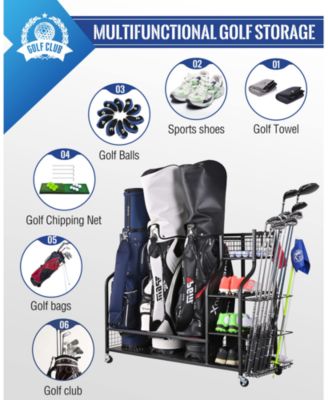 Golf Storage Garage Organizer, Golf Bag Storage Stand and Other Golfing Equipment Rack
