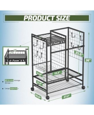 27.2" x 15.6" x 36" Tennis Rack Organizer: All-in-One Storage for Bags, Balls, Rackets & Gear