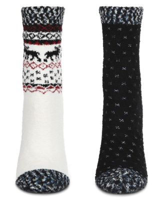 Women's 2 Pair Pack Fairisle Border Cloud Soft Crew Socks