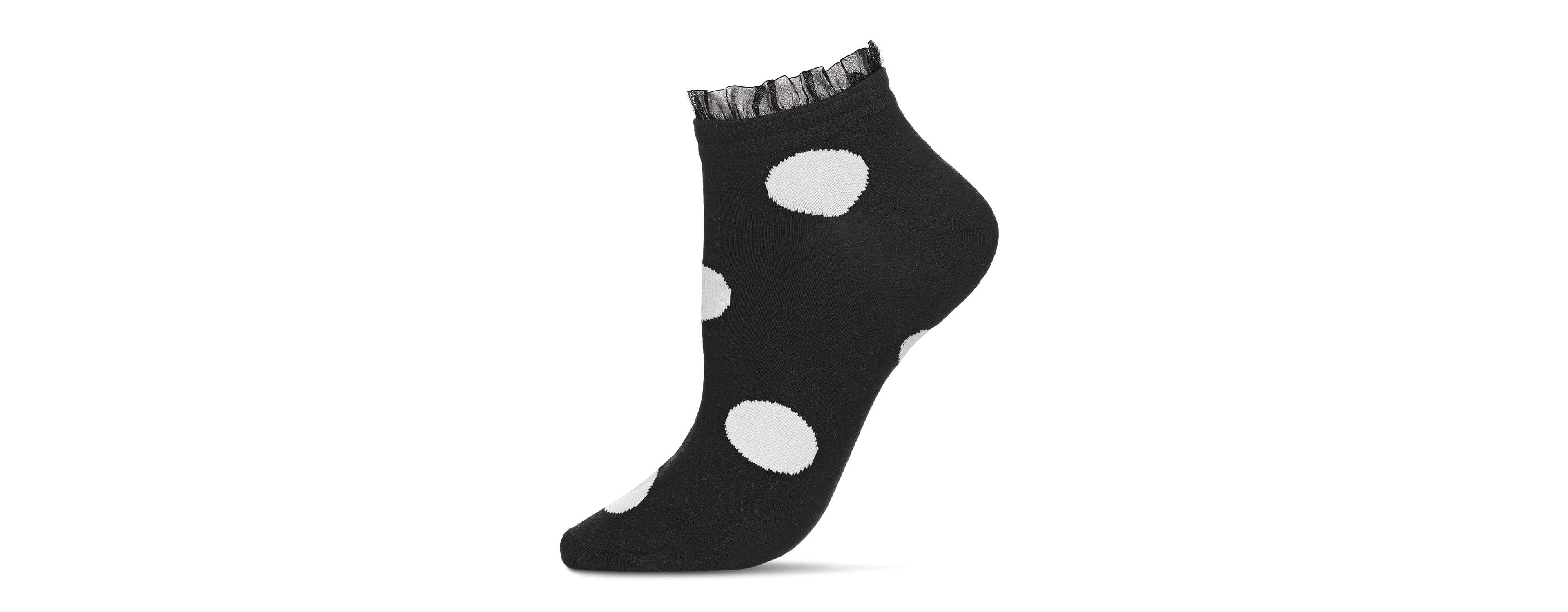 MeMoi Women's Ruffle Polka Dot Cotton Blend Low-Cut Socks