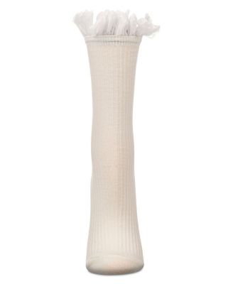 Women's Fine Rib Loop Cuff Crew Socks