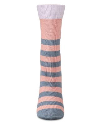 Women's "Just Hanging" Striped Embroidered Cotton Rich Novelty Crew Socks