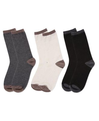 Women's 3 Pair Pack Soft Tipped Flat Knit Cashmere Crew Socks