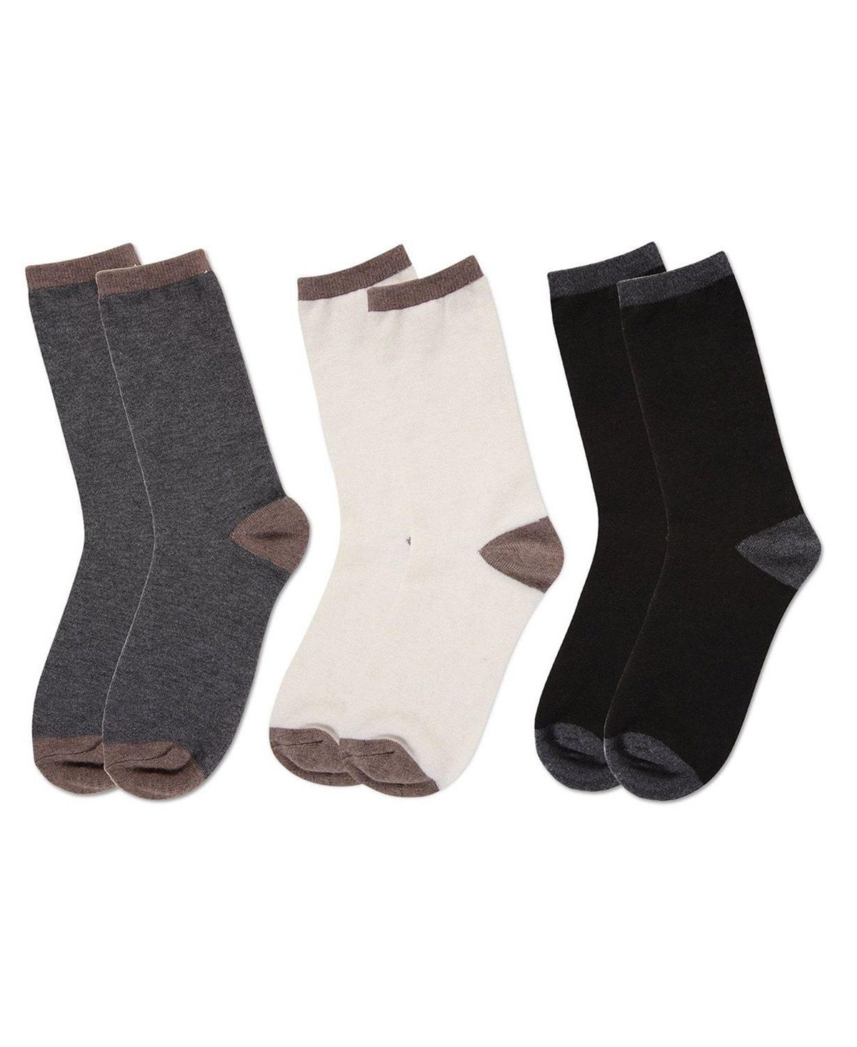 MeMoi Women's 3 Pair Pack Soft Tipped Flat Knit Cashmere Crew Socks