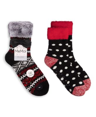 Women's 2 Pair Pack Plush Non-Skid Cabin Crew Socks