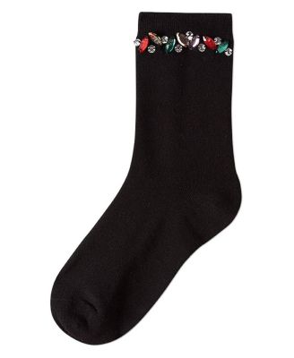 Women's "Tossed Gems" Rayon Blend Fashion Crew Sock