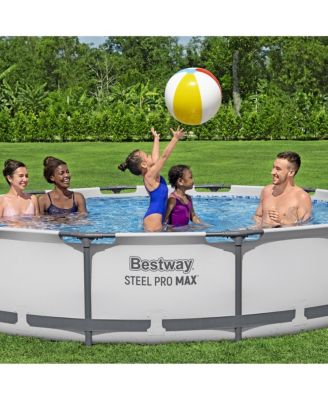 Steel Pro MAX 12 Foot by 30 Inch Above Ground Swimming Pool Set, Gray