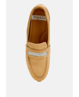 Womens New Ode Rhinestone Penny Strap Loafers