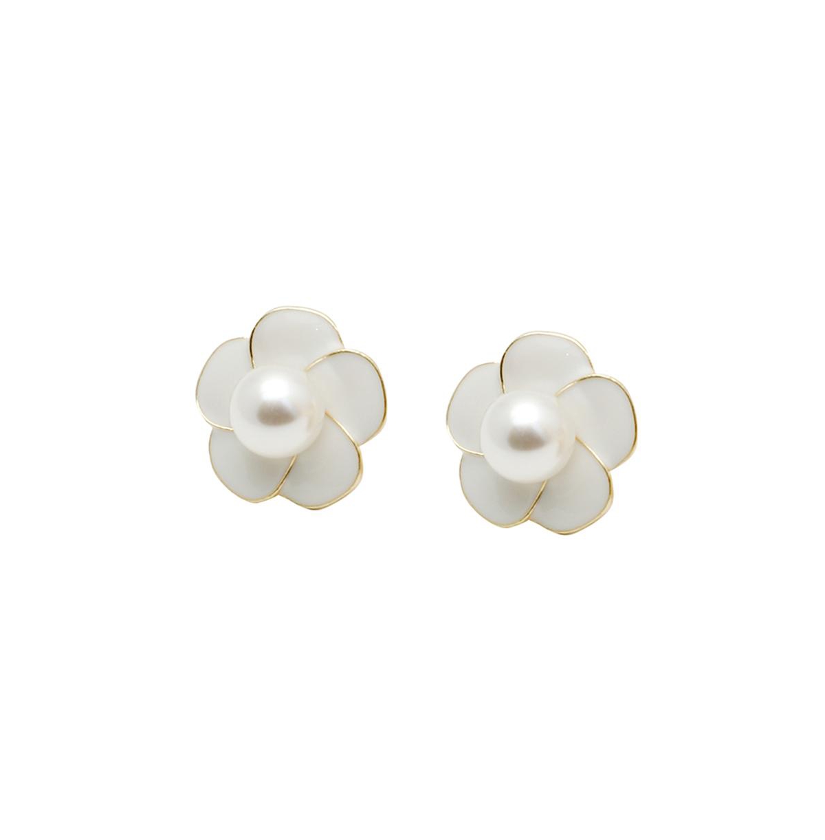 Sohi Women's Flower Stud Earrings - White