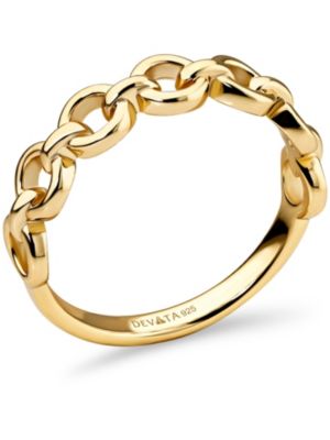 Cable Link Ring in Gold Plated Sterling Silver, Size 8