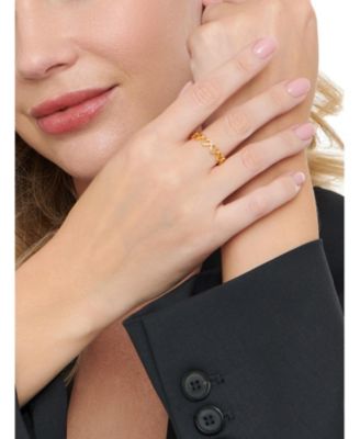 Open Heart Eternity Ring in Gold Plated Sterling Silver, Size 7