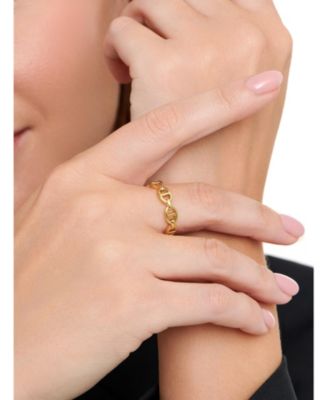 Mariner Link Ring in Gold Plated Sterling Silver, Size 7