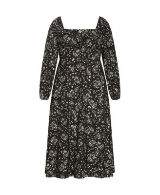 Plus Size Abbigail Long Sleeve Print Maxi Dress