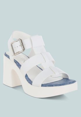 Womens Avalon Chunky Pin Buckle Platform Heels