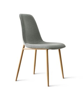 3-Piece 34.5" Dining Set with Sculpted Pedestal Table and 2 Upholstered Chairs with Curved Back and Light Wood Legs