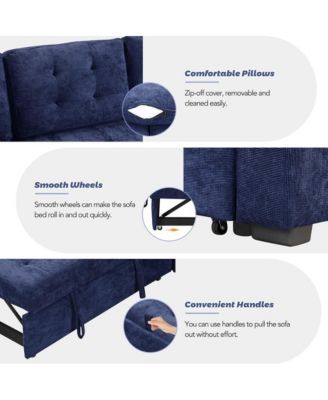 82.6'' L-Shaped Pull Out Sleeper Sofa with USB Ports, Power Outlets & Wheels, Modular Sectional Sofa Bed for Living Room