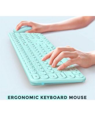  USB & Type C 2-In-1 Receiver, SK73-3 Full Size Wireless Keyboard Mouse Combo,Compatible with Laptop, Desktop - Wireless Keyboard And Mouse