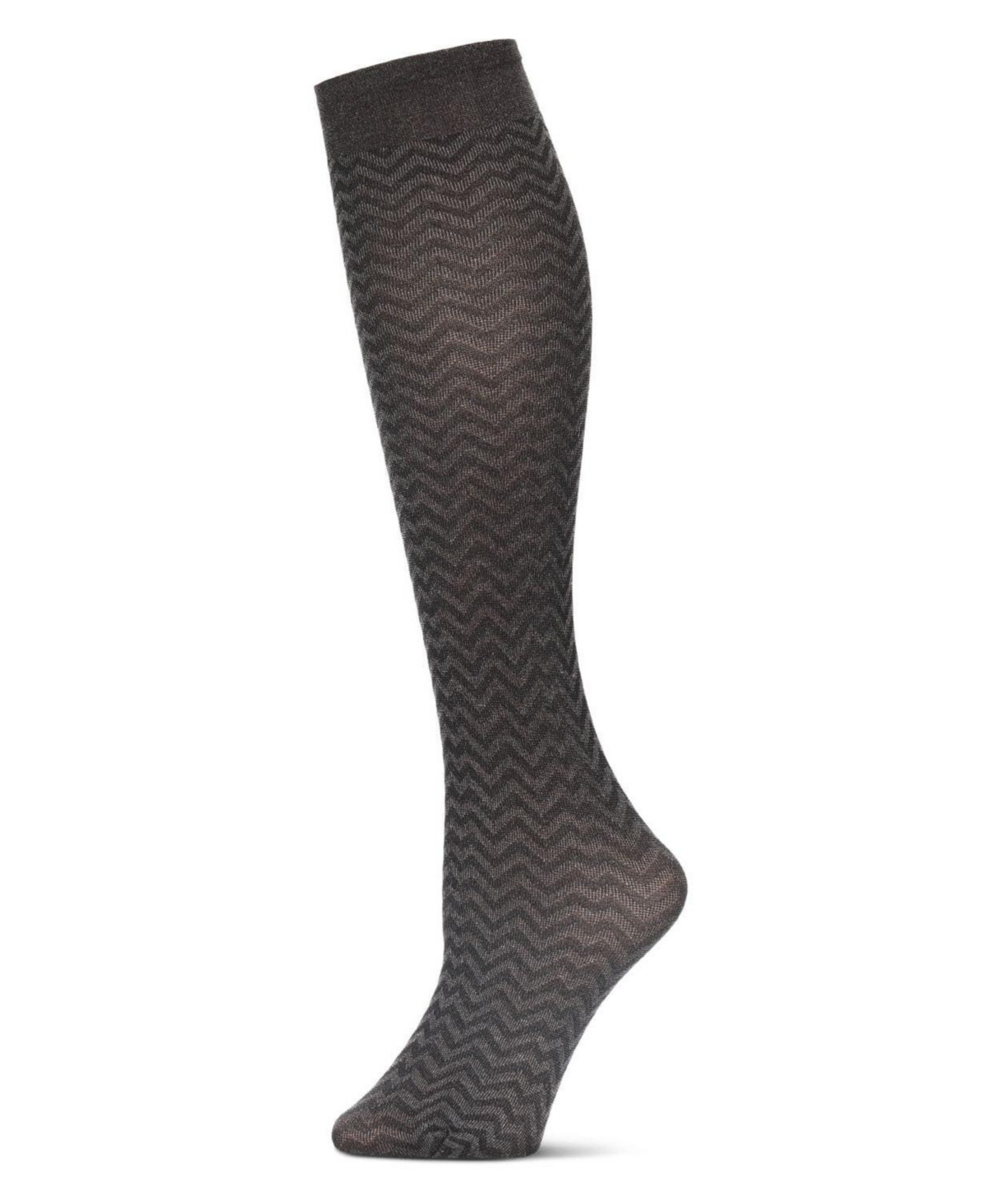 MeMoi Women's Horizontal Zag Opaque Knee High Socks
