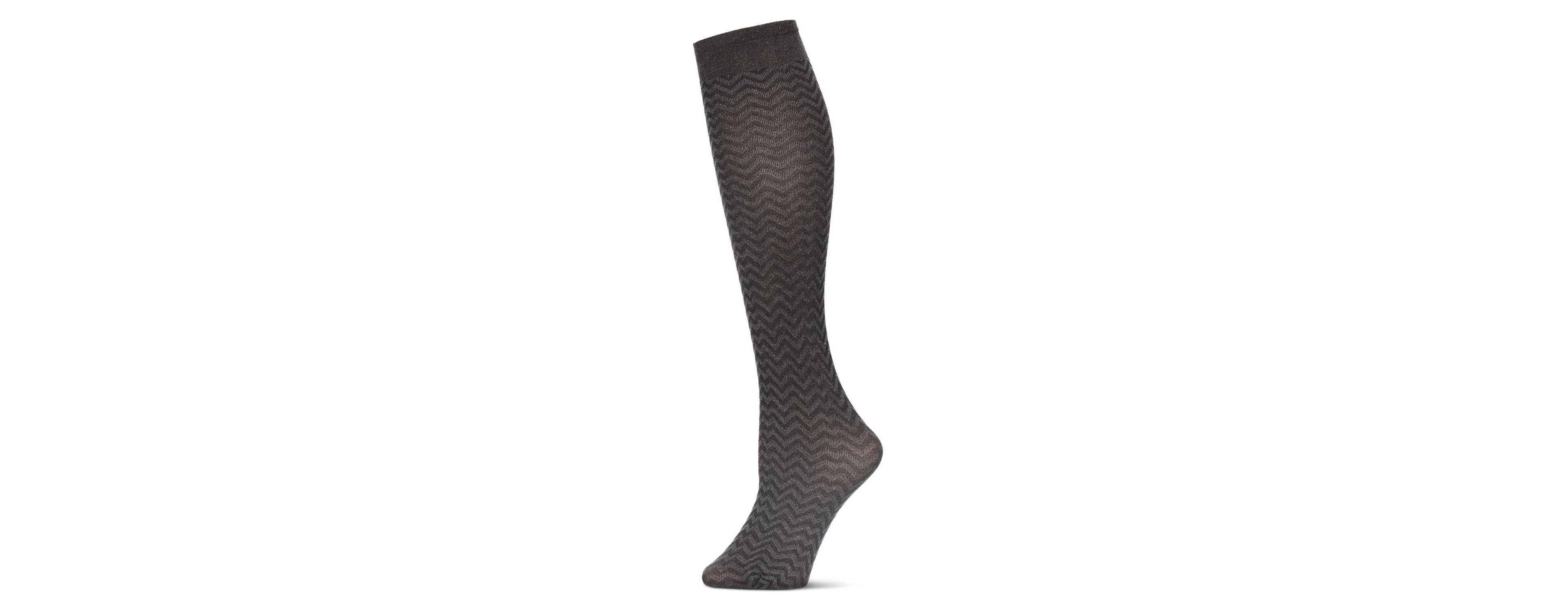 MeMoi Women's Horizontal Zag Opaque Knee High Socks
