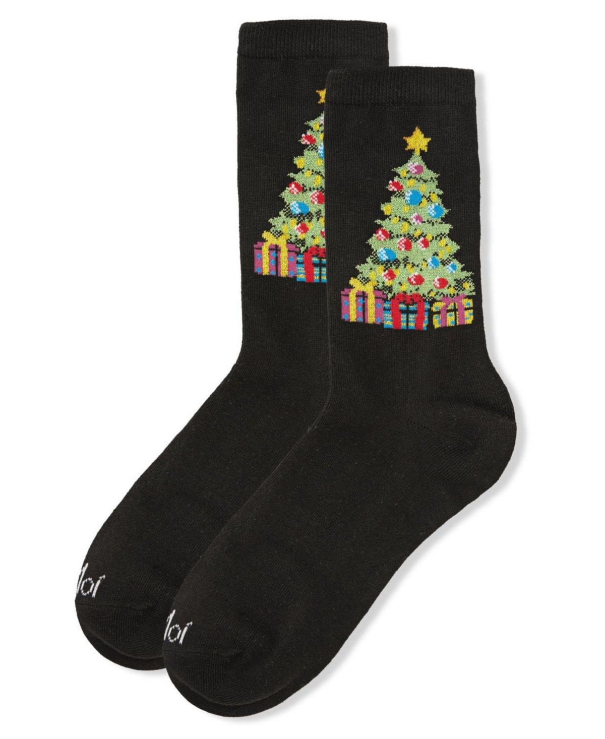 MeMoi Women's Christmas Tree & Presents Holiday Crew Socks