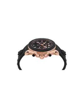 Men's Warrior Tech Chronograph Date Quartz Black Silicone Strap Watch, 47.5mm