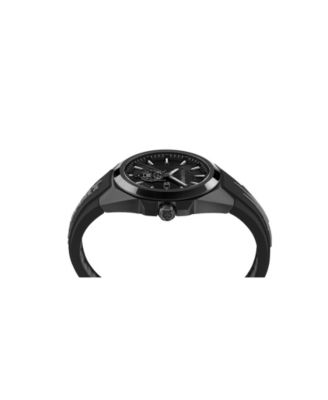Men's Tigermaster 3 Hand Date Quartz Black Silicone Strap Watch, 47mm