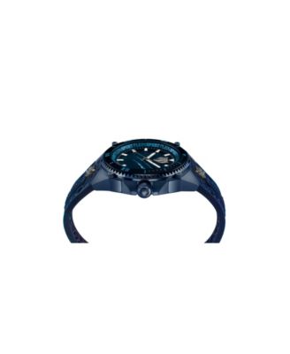 Men's Thunder Force 3 Hand Quartz Blue Silicone Strap Watch, 47mm
