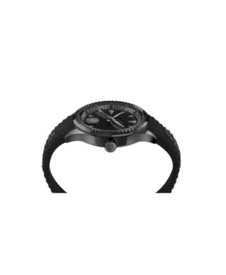 Men's Lineman 3 Hand Quartz Black Silicone Strap Watch, 45mm