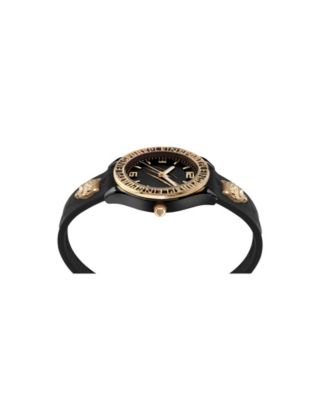 Women's Eclipse 3 Hand Quartz Black Silicone Strap Watch, 36mm