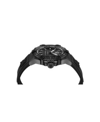 Men's Urban Pulse 3 Hand Date Quartz Black Silicone Strap Watch, 47MM