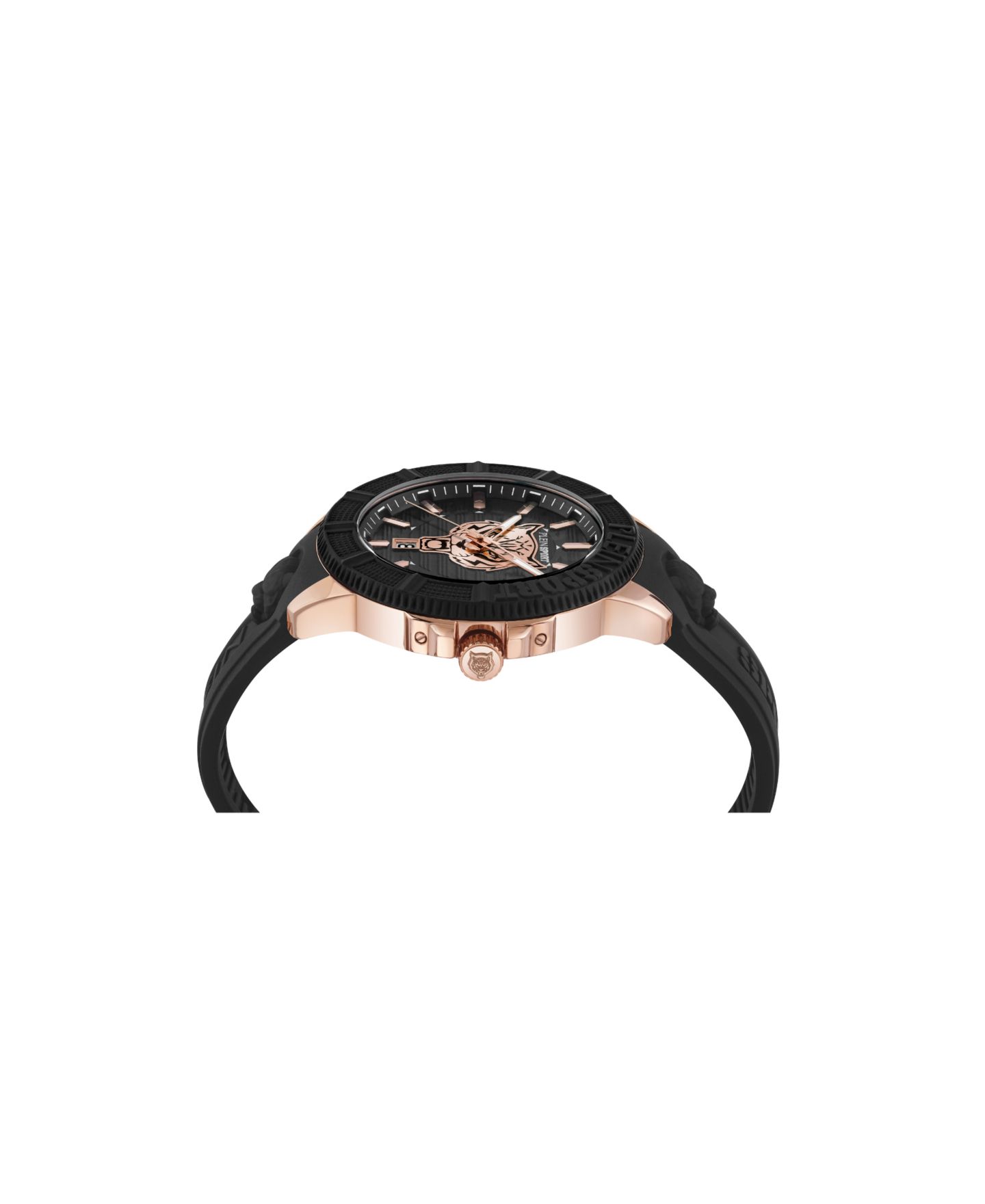 Мужские часы Plein Sport City Rush 3 Hand Date Quartz Black Silicone Strap Watch, 45mm — фото 2