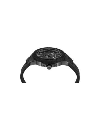Men's City Rush 3 Hand Date Quartz Black Silicone Strap Watch, 45mm