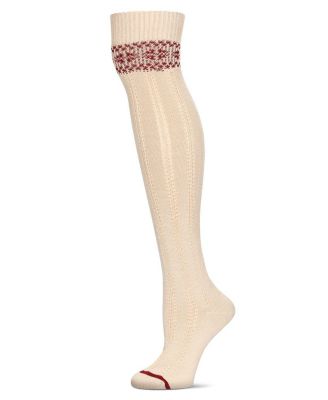 Women's Fair Isle Border Wool Blend Over The Knee Warm Sock