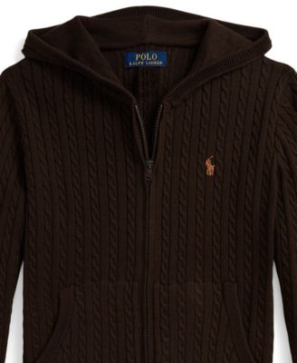 Polo Ralph Lauren Girls' 7-16 Mini-Cable Full-Zip Hoodie - Macy's