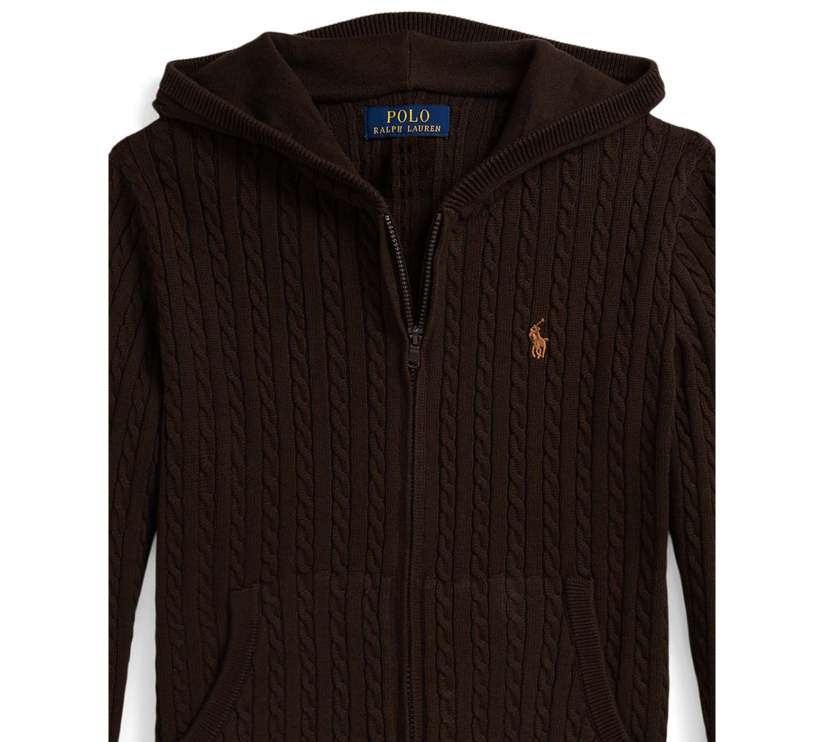 Polo Ralph Lauren Girls 7-16 Mini-Cable Full-Zip Hoodie
