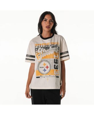 Women's Cream Pittsburgh Steelers Vintage Drop Shoulder Oversized Boyfriend T-Shirt
