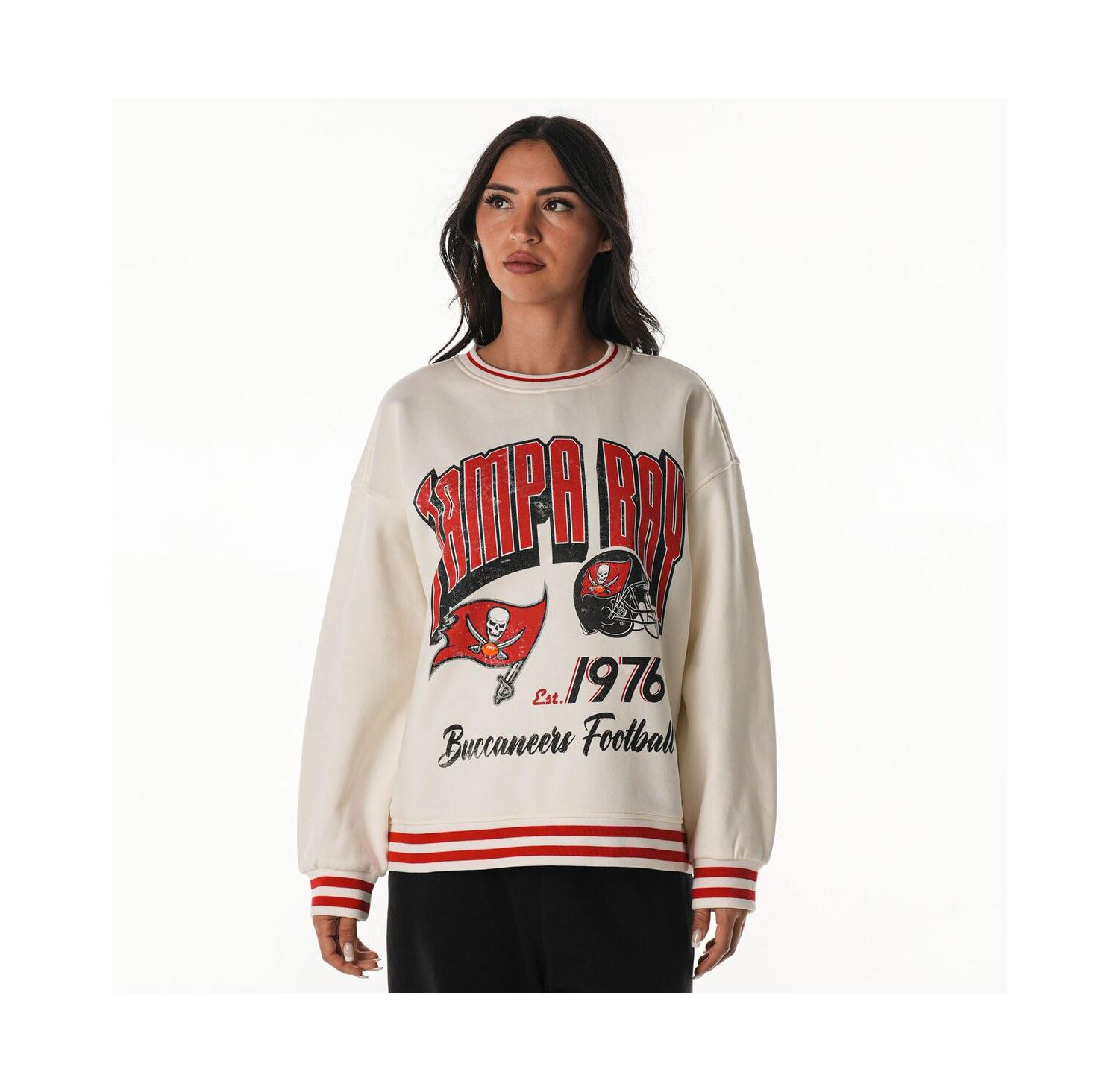 Women's Cream Tampa Bay Buccaneers Oversized Vintage French Terry Sweatshirt