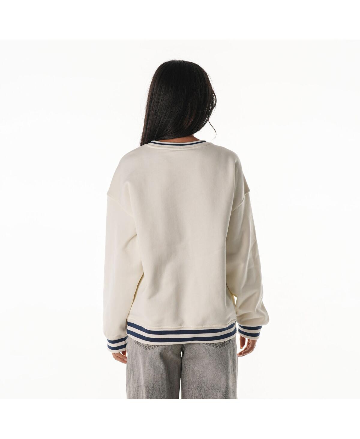 The Wild Collective Women's Cream Indianapolis Colts Oversized Vintage French Terry Sweatshirt In Neutral