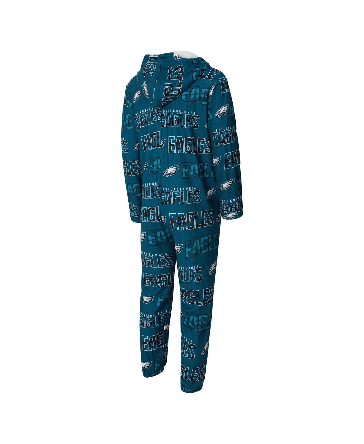 Concepts Sport Men's Midnight Green Philadelphia Eagles Shuffle All-over-print Microfleece Full-zip Union Suit In Multi
