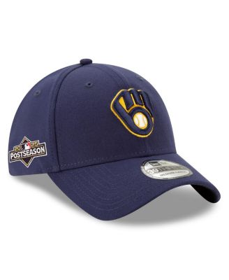 New Era - Men's Navy Milwaukee Brewers 2025 MLB Postseason Side Patch 39THIRTY Flex Hat