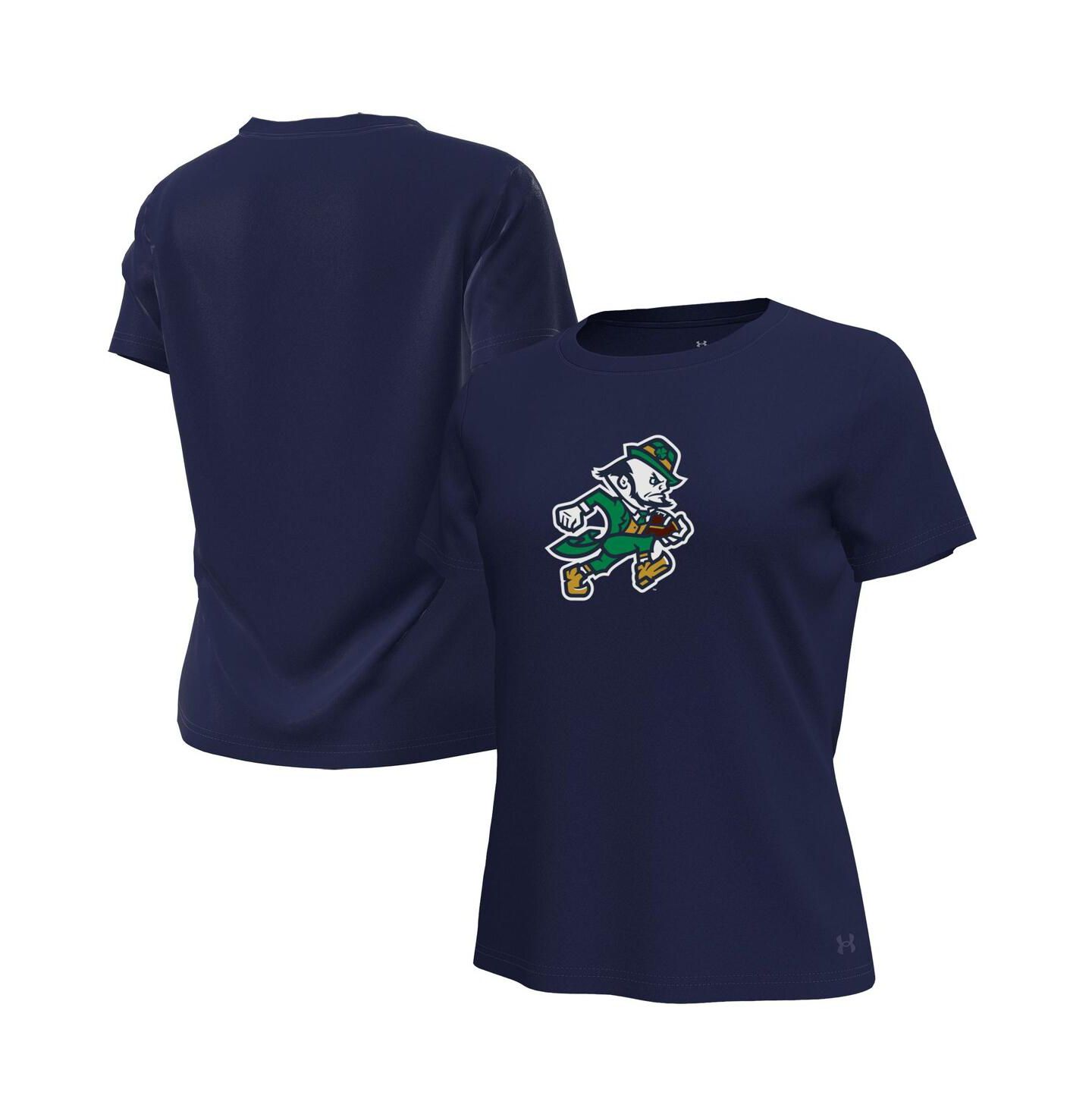 Женская футболка Under Armour Navy Notre Dame Fighting Irish Leprechaun Tech Stretch — фото 1
