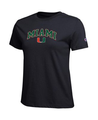 Women's Black Miami Hurricanes Arched Over Logo T-Shirt