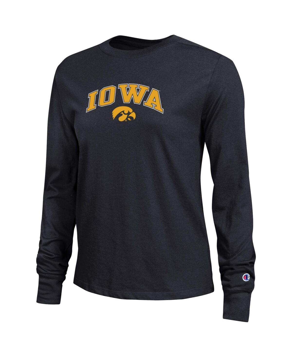 Champion Women's Black Iowa Hawkeyes Arch Over Logo Long Sleeve T-Shirt