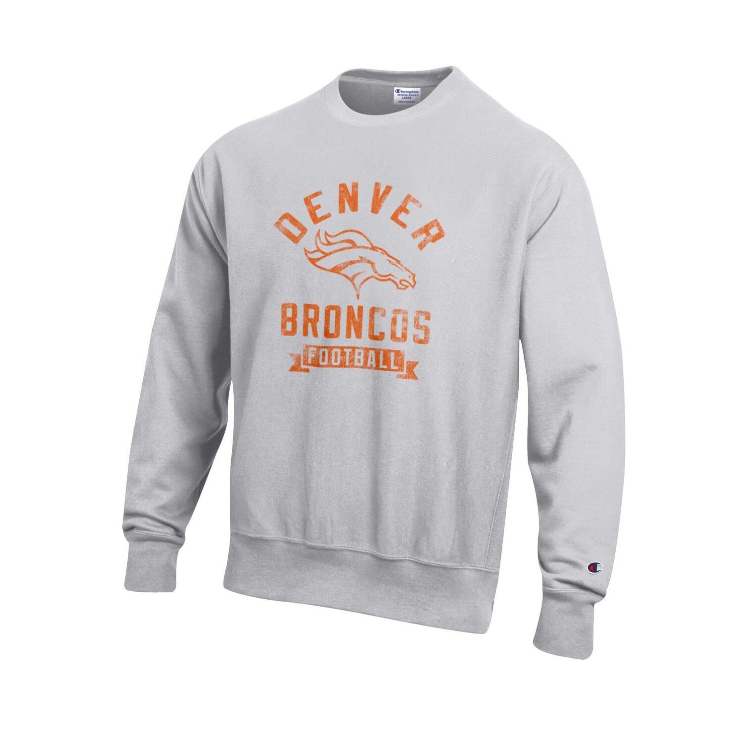 Men's Heather Gray Denver Broncos Reverse Weave Fleece Pullover Sweatshirt