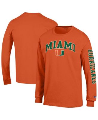 Champion - Men's Orange Miami Hurricanes Arch Over Logo 2-Hit Long Sleeve T-Shirt