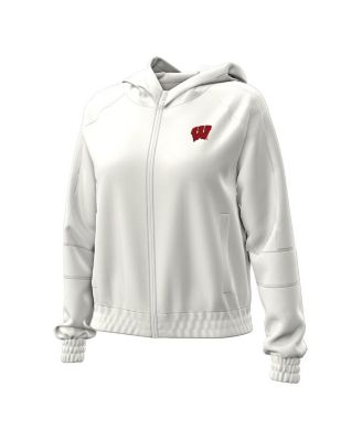 Women's Natural Wisconsin Badgers Gameday Rival Fleece Full-Zip Cropped Hoodie