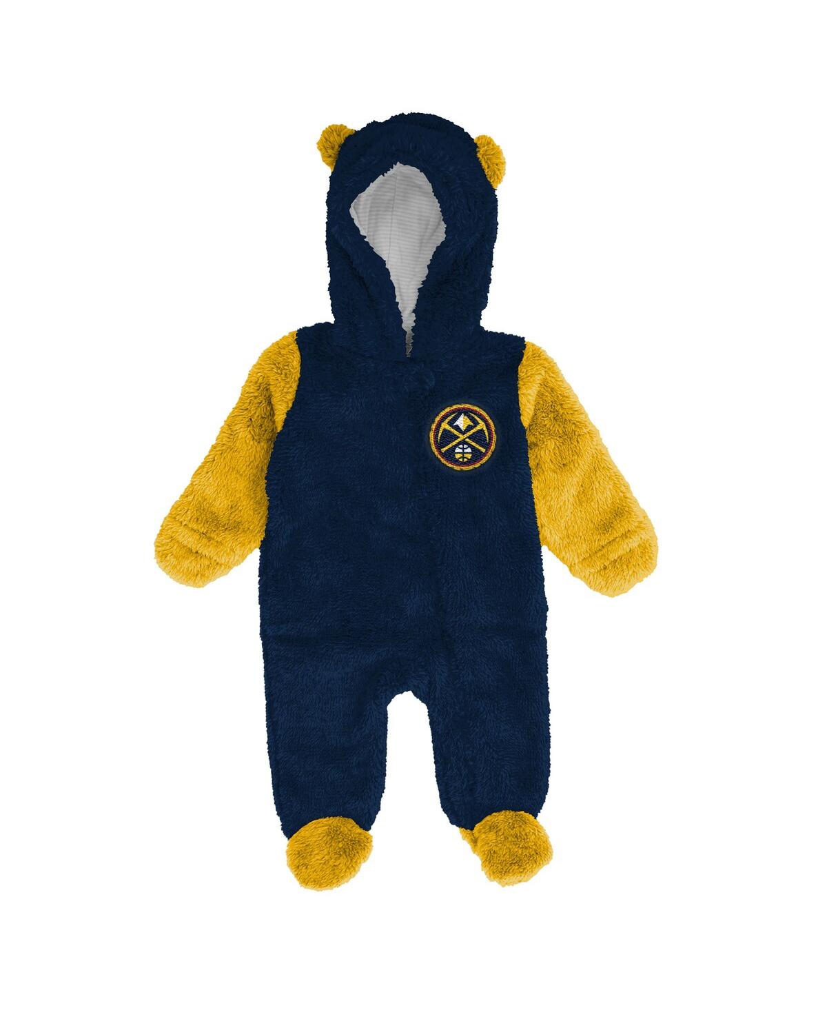 Outerstuff Baby Boys And Girls Newborn Navy Denver Nuggets Stay Napping Fleece Bunting Full-zip Sleeper In Blue