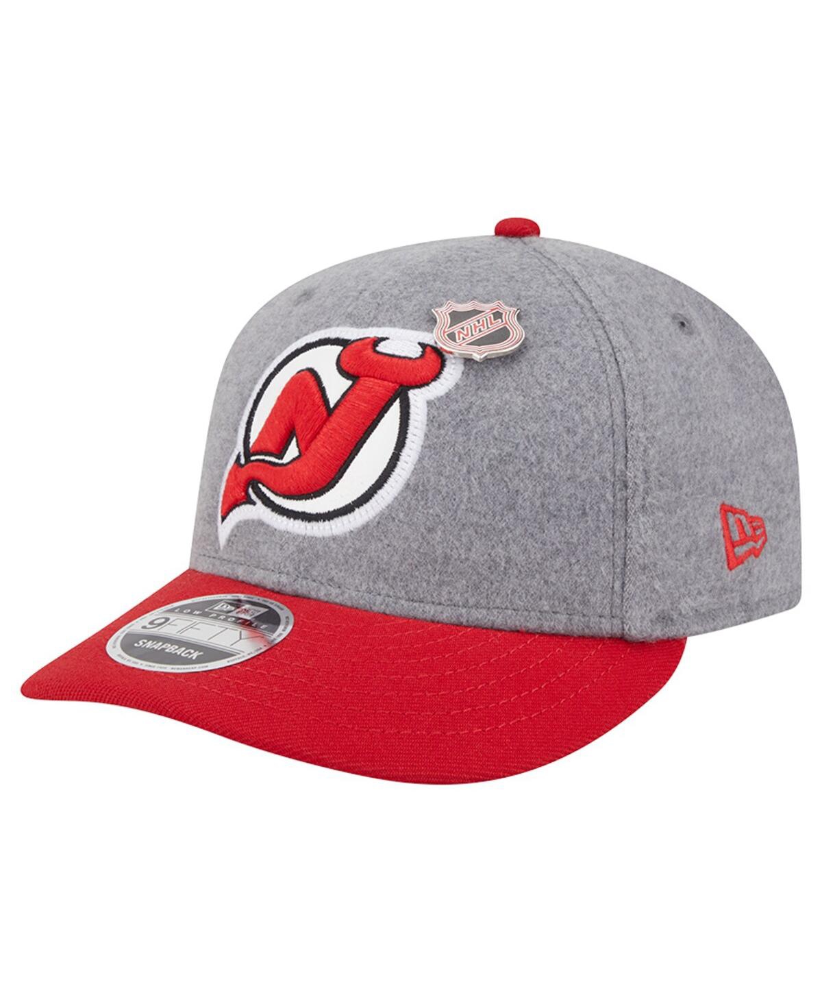 New Era Men's Gray/red New Jersey Devils Wool Pin Low Profile 9fifty Snapback Hat In Gray