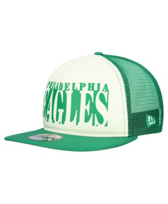 Men's Cream/Kelly Green Philadelphia Eagles Throwback Cutout A-Frame 9FIFTY Snapback Hat