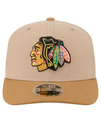 Men's Tan/Light Brown Chicago Blackhawks Two-Tone Trucker 9SEVENTY Stretch Snap Adjustable Hat